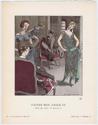 "Faites-Moi Celle-Ci - Robe du soir, de Dœuillet," plate 56 from Gazette du Bon Ton, Volume 2, No. 7