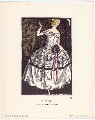 "Chloë - Robe du soir, de Beer," plate 62 from Gazette du Bon Ton, Volume 2, No. 8