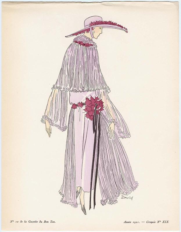"Pour la Riviera, Robes Garnies de Fleurs," croquis XIX from Gazette du Bon Ton, Volume 2, No. 10