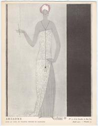 "Ariadne - Robe du soir, en velours broché de Bianchini," plate 75 from Gazette du Bon Ton, Volume 2, No. 10