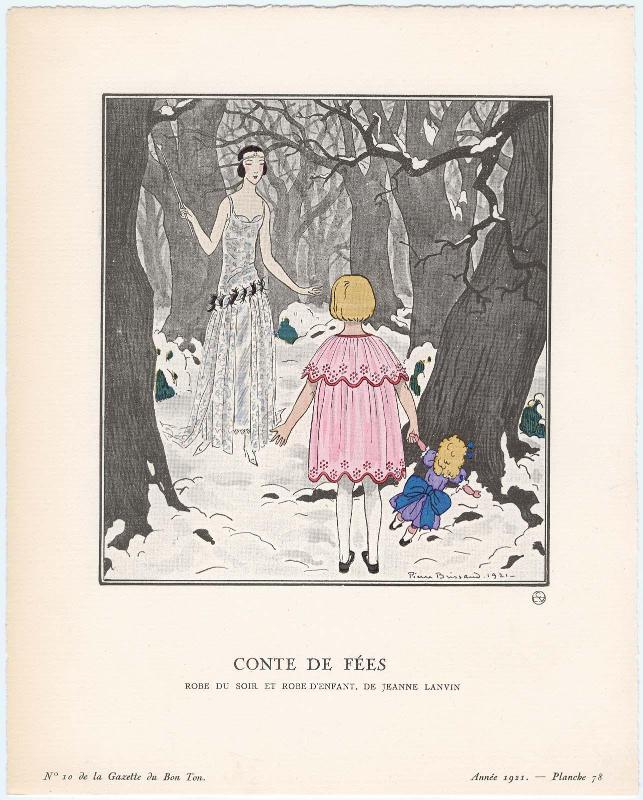 "Conte de Fées - Robe du soir et robe d'enfant, de Jeanne Lanvin," plate 78 from Gazette du Bon Ton, Volume 2, No. 10