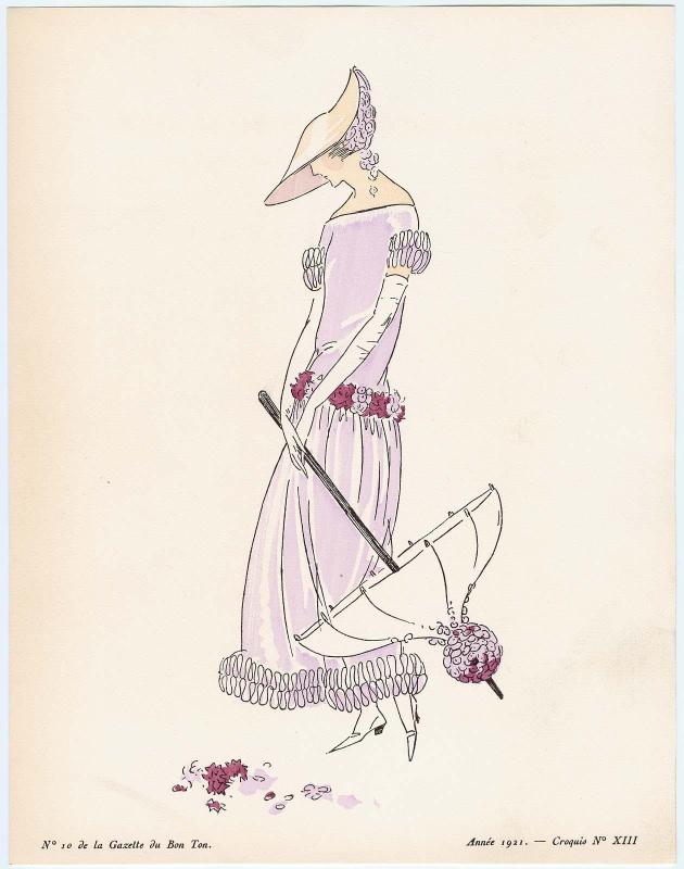"Pour la Riviera, Robes Garnies de Fleurs," croquis XIII from Gazette du Bon Ton, Volume 2, No. 10