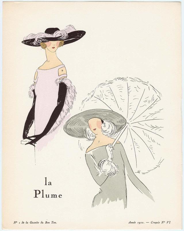 "Album des Dames, Leurs Modes et Leurs Frivolités," croquis VI from Gazette du Bon Ton, Volume 1, No. 1