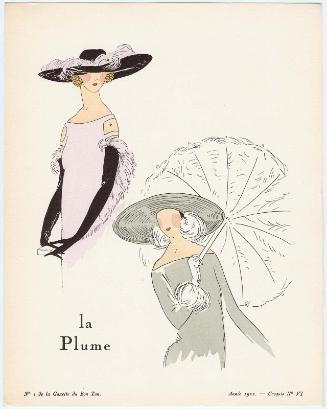 "Album des Dames, Leurs Modes et Leurs Frivolités," croquis VI from Gazette du Bon Ton, Volume 1, No. 1