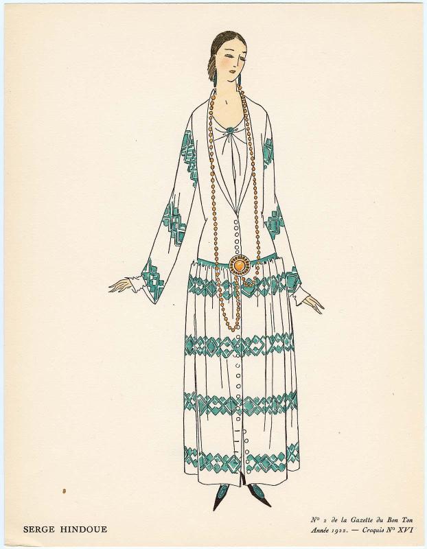 "Les Tissus de Rodier pour la Prochaine Saison d'Été," croquis XVI from Gazette du Bon Ton, Volume 1, No. 2