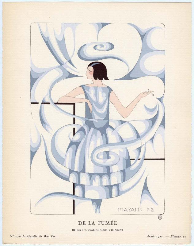 "De La Fumée - Robe de Madeleine Vionnet," plate 13 from Gazette du Bon Ton, Volume 1, No. 2