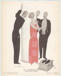 "Le Jazzoflute - Robe du soir, de Beer," plate 15 from Gazette du Bon Ton, Volume 1, No. 2