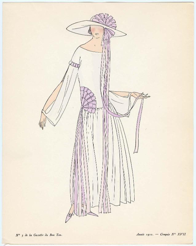"Le Ruban Employé dans la Mode et la Couture," croquis XVII from Gazette du Bon Ton, Volume 1, No. 3