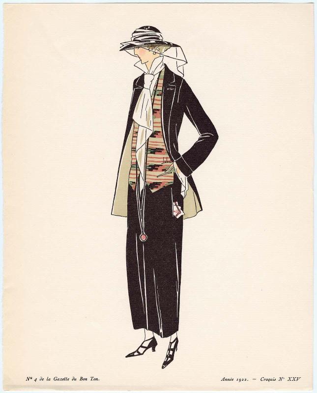 "Costumes Tailleur de Fantaisie," croquis XXV from Gazette du Bon Ton, Volume 1, No. 4