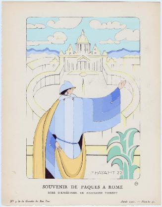"Souvenir de Paques à Rome - Robe d'après-midi, de Madeleine Vionnet," plate 40 from Gazette du Bon Ton, Volume 1, No. 5