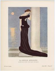 "La Belle Affligée - Robe du soir, de Paul Poiret," plate 59 from Gazette du Bon Ton, Volume 2, No. 8