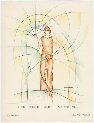 "Une Robe de Madeleine Vionnet," plate 62 from Gazette du Bon Ton, Volume 2, No. 8