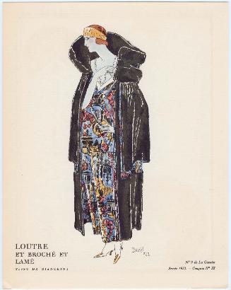 "Les Manteaux du Soir, en Fourrure et en Soierie Combinées," croquis III from Gazette du Bon Ton, Volume 2, No. 9
