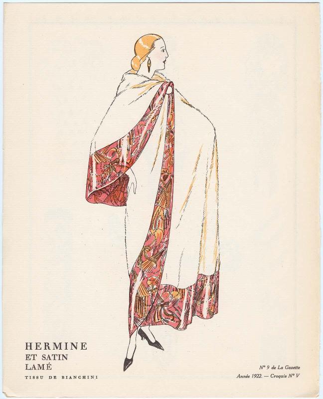 "Les Manteaux du Soir, en Fourrure et en Soierie Combinées," croquis V from Gazette du Bon Ton, Volume 2, No. 9