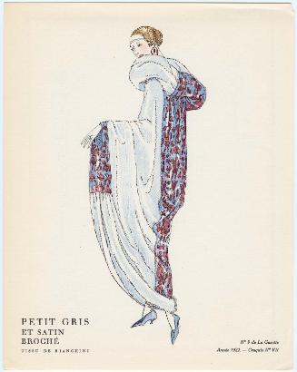 "Les Manteaux du Soir, en Fourrure et en Soierie Combinées," croquis VII from Gazette du Bon Ton, Volume 2, No. 9