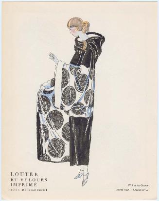 "Les Manteaux du Soir, en Fourrure et en Soierie Combinées," croquis II from Gazette du Bon Ton, Volume 2, No. 9