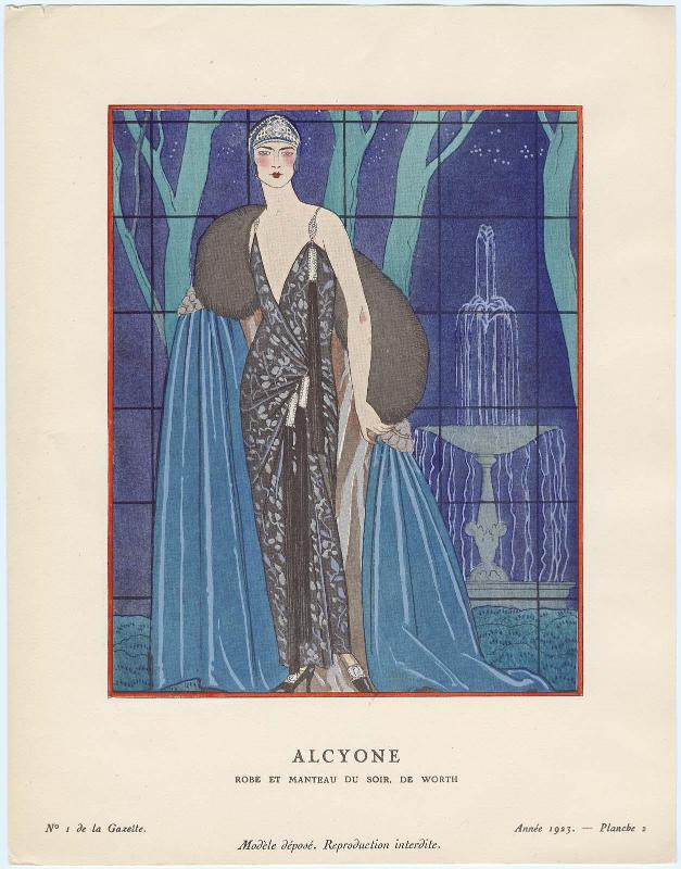 "Alcyone - Robe et manteau du soir, de Worth," plate 2 from Gazette du Bon Ton, No. 1