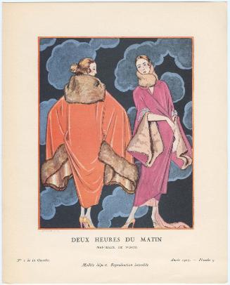 "Deux Heures du Matin - Manteaux, de Worth," plate 9 from Gazette du Bon Ton, No. 2