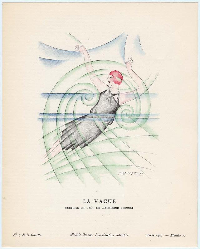 "La Vague - Costume de bain, de Madeleine Vionnet," plate 11 from Gazette du Bon Ton, No. 3