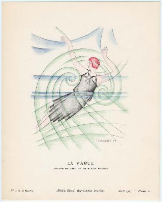 "La Vague - Costume de bain, de Madeleine Vionnet," plate 11 from Gazette du Bon Ton, No. 3