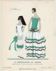"La Présentation du Miroir - Robe de dîner et robe de fillette, de Jeanne Lanvin," plate 17 from Gazette du Bon Ton, No. 4