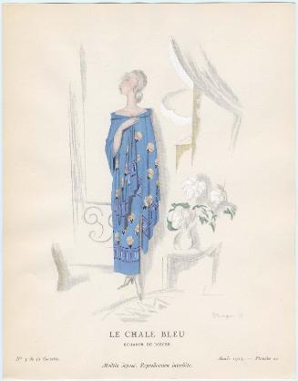 "Le Chale Bleu - Écharpe, de Rodier," plate 20 from Gazette du Bon Ton, No. 5