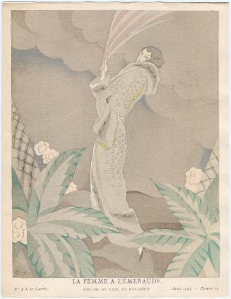 "La Femme a l'Émeraude - Manteau en tigre, de Max-Leroy," plate 23 from Gazette du Bon Ton, No. 5