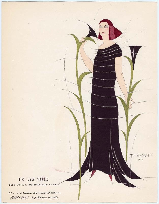 "Le Lys Noir - Robe du soir, de Madeleine Vionnet," plate 24 from Gazette du Bon Ton, No. 5