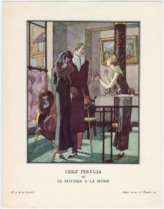 "Chez Perugia, ou, le Bottier a la Mode," plate 34 from Gazette du Bon Ton, No. 7