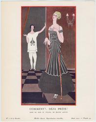 "Comment?.. Déja Prête! - Robe du soir et pyjama, de Jeanne Lanvin," plate 39 from Gazette du Bon Ton, No. 7