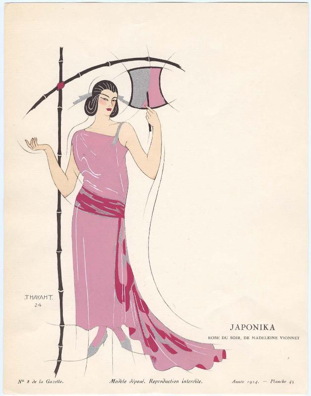 "Japonika - Robe du soir, de Madeleine Vionnet," plate 45 from Gazette du Bon Ton, No. 8