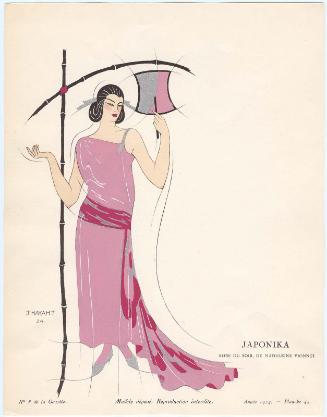 "Japonika - Robe du soir, de Madeleine Vionnet," plate 45 from Gazette du Bon Ton, No. 8