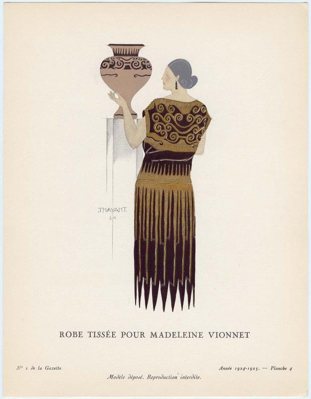 "Robe Tissée pour Madeleine Vionnet," plate 4 from Gazette du Bon Ton, No. 1