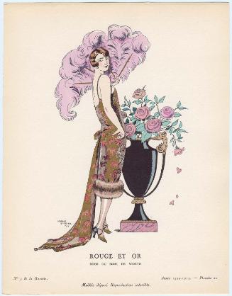 "Rouge et Or - Robe du soir, de Worth," plate 20 from Gazette du Bon Ton, No. 3