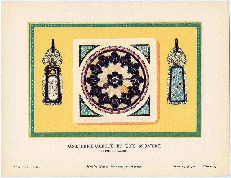 "Une Pendulette et Une Montre - Bijou, de Cartier," plate 27 from Gazette du Bon Ton, No. 4