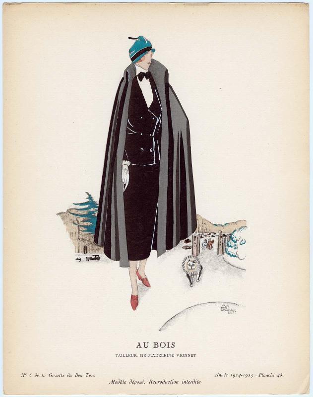 "Au Bois - Tailleur, de Madeleine Vionnet," plate 48 from Gazette du Bon Ton, No. 6