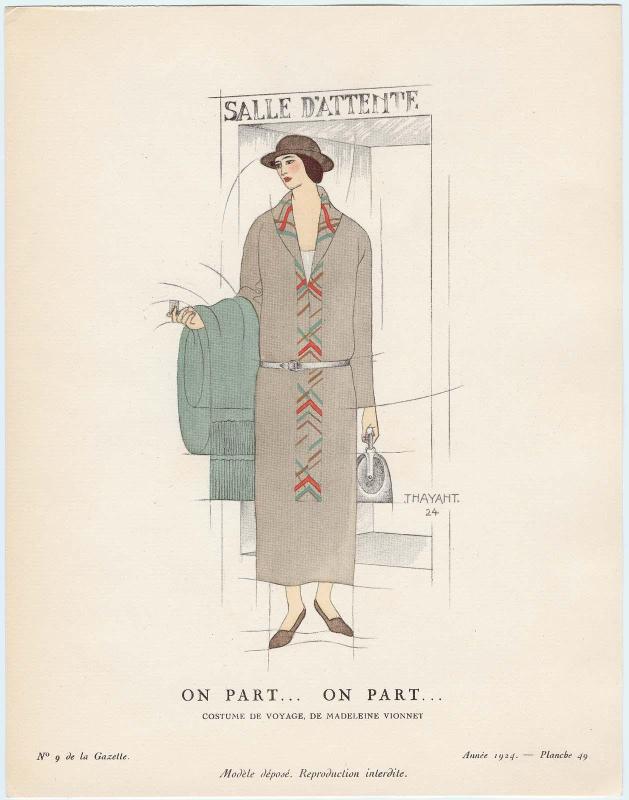 "On Part... On Part... - Costume de voyage, de Madeleine Vionnet," plate 49 from Gazette du Bon Ton, No. 9