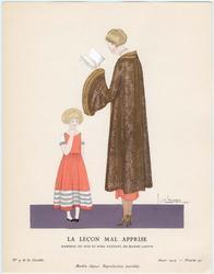 "La Leçon Mal Apprise - Manteau du soir et robe d'enfant, de Jeanne Lanvin," plate 50 from Gazette du Bon Ton, No. 9