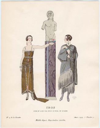 "Eros - Robe et manteau, pour le soir, de Worth," plate 51 from Gazette du Bon Ton, No. 9