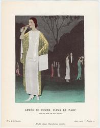 "Après Le Diner, Dans Le Parc - Robe du soir, de Paul Poiret," plate 52 from Gazette du Bon Ton, No. 9