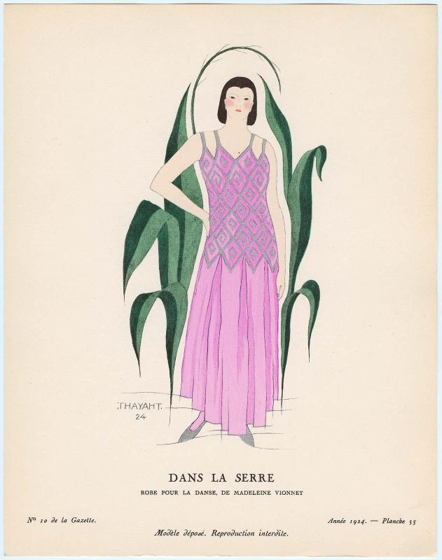"Dans la Serre - Robe pour la danse, de Madeleine Vionnet," plate 55 from Gazette du Bon Ton, No. 10