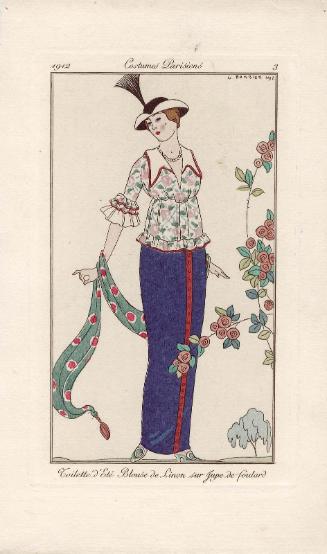 "Toilette d'Été. Blouse de Linon sur Jupe de foulard," plate 3 from Journal des Dames et des Modes