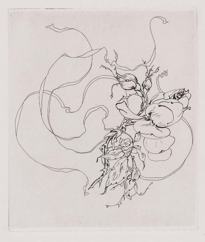 Design for a Small Plate (Rose)  from "Service Bracquemond à Fleurs et Rubans" executed at Montereau for the House of Haviland