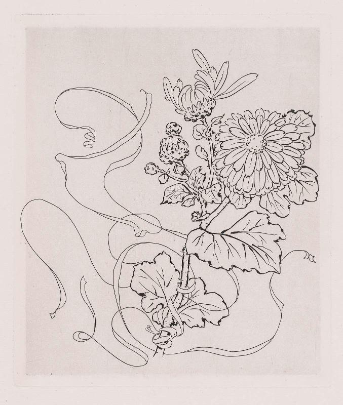 Design for Small Plate  (Reine Marguerite) from "Service Bracquemond à Fleurs et Rubans" executed at Montereau for the House of Haviland