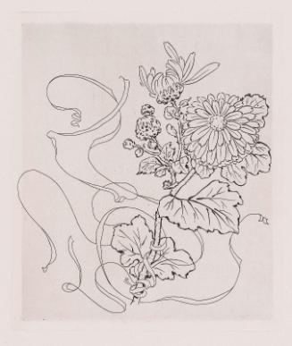 Design for Small Plate  (Reine Marguerite) from "Service Bracquemond à Fleurs et Rubans" executed at Montereau for the House of Haviland