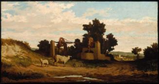 Landscape with Sheep and Old Well