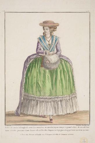 Gallerie des Modes et Costumes Français. 34e Cahier (bis) des Costumes Français, 31e Suite d'Habillemens à la mode en 1782.  rr.238 "Robe de matin à l'Anglaise..."