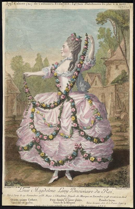 Gallerie des Modes et Costumes Français. 39e Cahier (bis) des Costumes Français, 34e Suite d'Habillemens les plus à la mode.  247(bis) "Louis Magdelene Lany..."