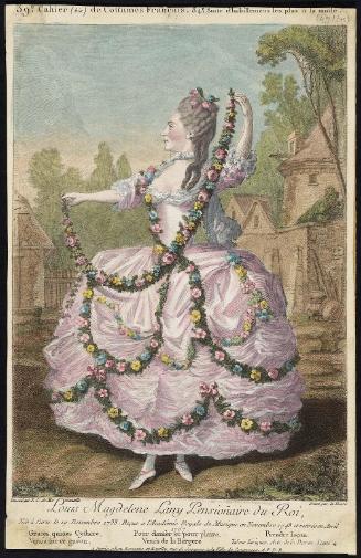 Gallerie des Modes et Costumes Français. 39e Cahier (bis) des Costumes Français, 34e Suite d'Habillemens les plus à la mode.  247(bis) "Louis Magdelene Lany..."
