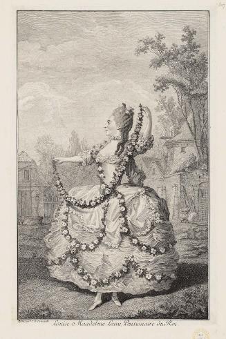 Gallerie des Modes et Costumes Français. 39e Cahier (bis) des Costumes Français, 34e Suite d'Habillemens les plus à la mode.  247(bis) "Louis Magdelene Lany..."